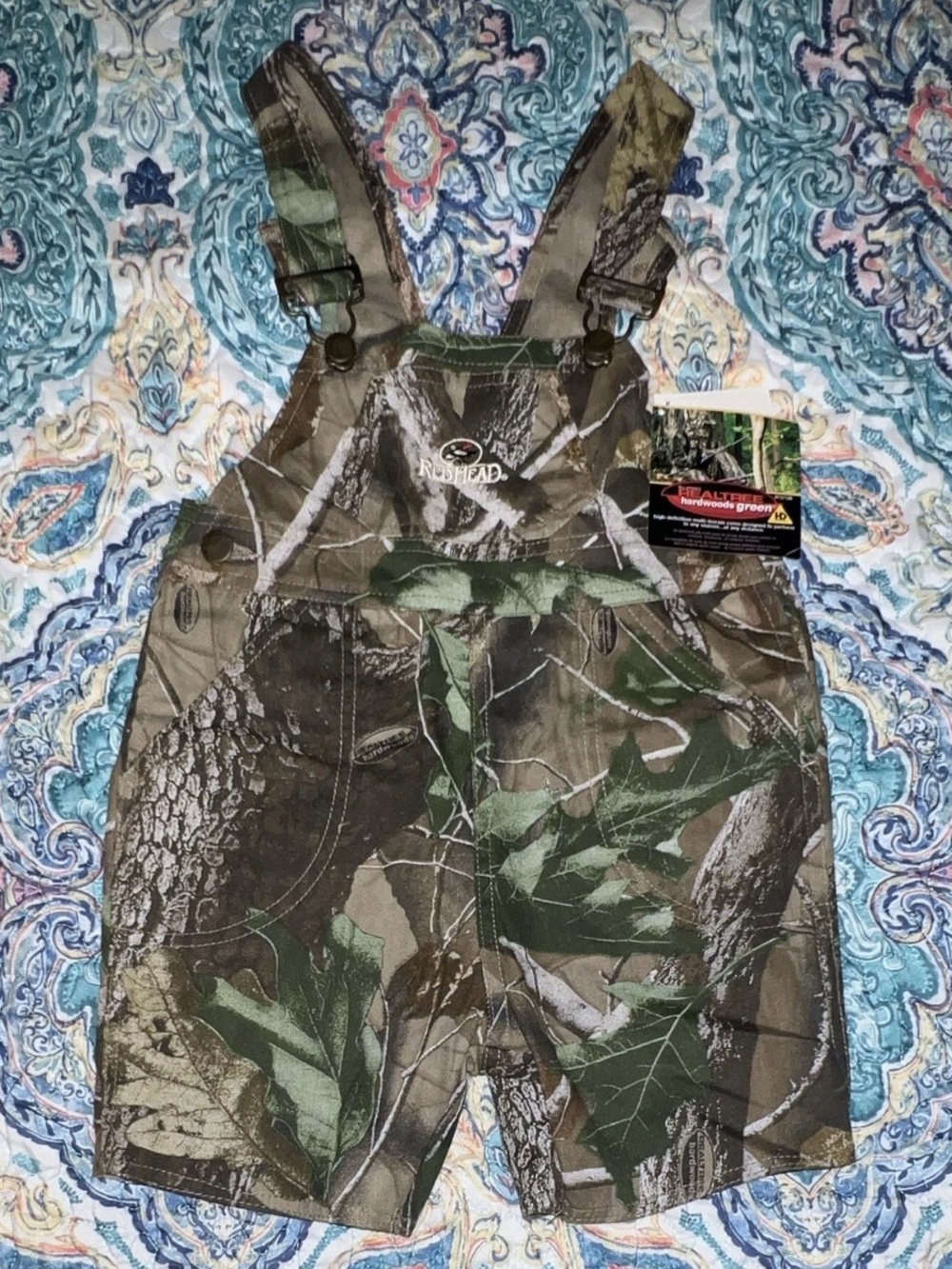 RedHead Realtree Camo Short Overalls in Green and Brown